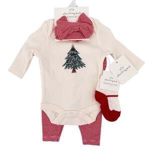Starting Out Embroidered Christmas Tree 4-Piece Outfit Set Size Newborn